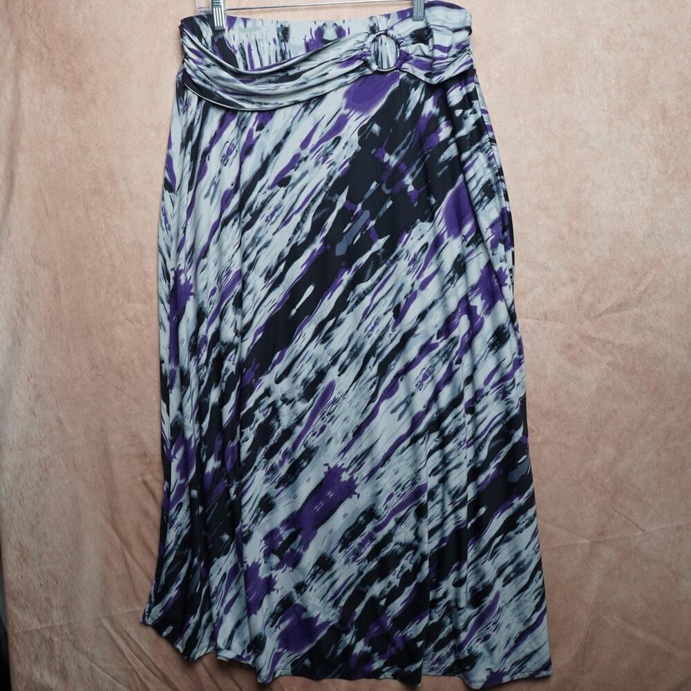 Robert Louis Y2K Abstract Maxi Skirt Purple 2X